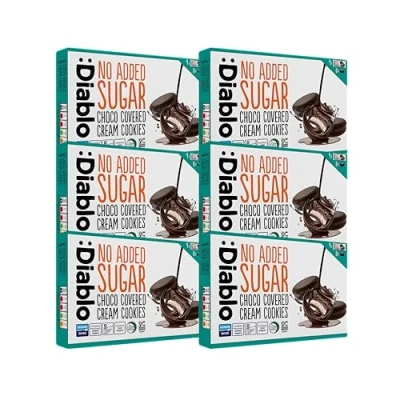 Image of Diablo No Added Sugar Choco Covered Cream Cookies 136g (Pack Of 6)