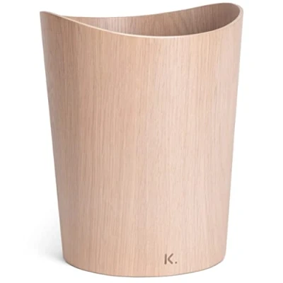 Image of Kazai. Real Wood Waste Paper Bin Börje Wooden Basket for Office, Kids&#039; Room, Bedroom and more 9 liters Oak white