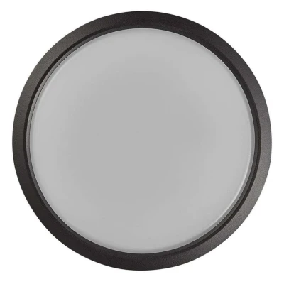 Image of Nordlux Ava Smart Outdoor Ceiling Light/Flush Mount Black Silver, Intergrated LED Mains Powered Porch, Patio, Garden, Garage, or Entrance. IP54, Class 1 (Insulated)