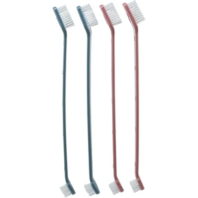 Image of TRIXIE toothbrush set for dogs and cats 4 pieces 23 cm red blue targeted cleaning of all teeth 2558