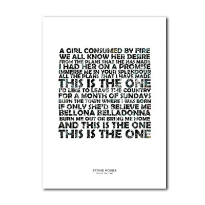 Image of Libretto Designs STONE ROSES This is the One A4 Unframed Art Print with lyrics