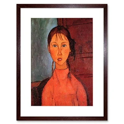 Image of Wee Blue Coo Amedeo Modigliani Girl With Plaits Old Master Framed Wall Art Print