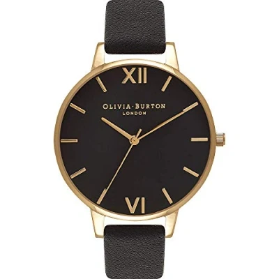 Image of Olivia Burton Analogue Quartz Watch for Women with Black Leather Strap OB15BD55