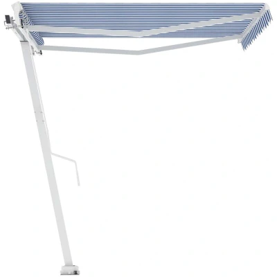 Image of vidaXL Freestanding Manual Retractable Awning 350x250 cm Blue/White