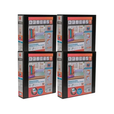 Image of Emgee Presentation Ring Binder PVC 4 D 50mm Capacity A4 Black Ref 560333 [Pack of 4]