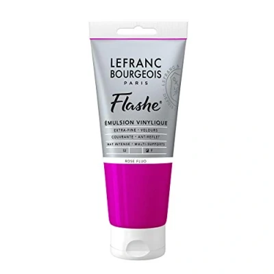Image of Lefranc Bourgeois Acrylic Vinyl Emulsion, Fluorescent Pink, 80ml Tube Vinylfarbe