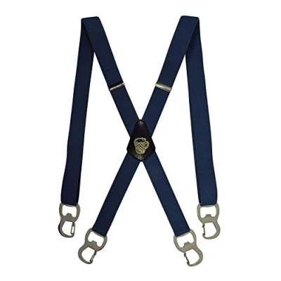 Image of Olata X Shape Braces/Suspenders with Integrated Beer Bottle Opener and Carabiner Clips 2.5cm. Dark Blue