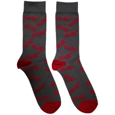 Image of AC/DC Logo Pattern Band Ankle Socks UK Size 6 11, Charcoal, 11