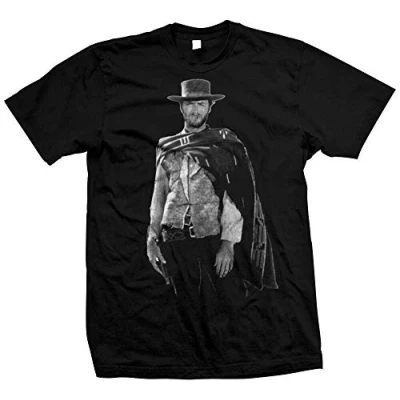 Image of OF Clint Eastwood The Man with No Name Hand Silk Screened 100% Cotton T Shirt Black XL
