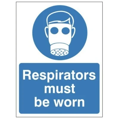 Image of Respirators Must Be Worn Sign 150mm x 200mm Rigid Plastic