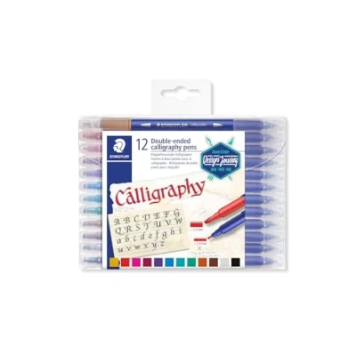 Image of STAEDTLER 3005 TB12 Double Ended Calligraphy Pen Assorted Colours 12 Count (Pack of 1) Multicolor
