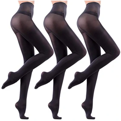 Image of Leamel 3 Pairs Soft Feel All Day Comfort 40 Denier Opaque Tights Medium Black