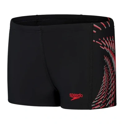 Image of Speedo Junior Boy&#039;s Plastisol Placement Aquashort, True Navy/Bondi Blue/Spritz, 15 16 Years