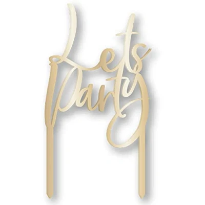 Image of Amscan 9911617 Lets Party Cake Topper Gold