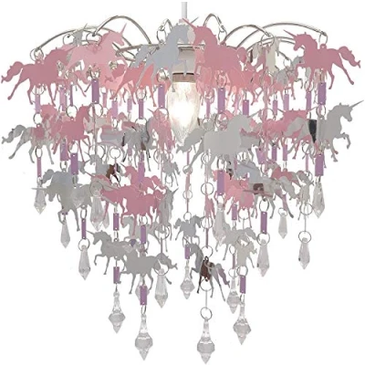 Image of Deco Express Childrens Ceiling Chandelier, Cute Unicorn Bedroom Decor for Girls
