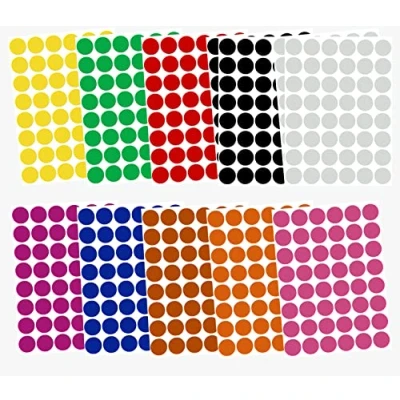 Image of Royal Green Color Coding Labels 3/4 Diameter (11/16 17mm) Round Dot Stickers 10 Colors Combination Black, White, Red, Green, Yellow, Pink, Orange, Brown and Blue 576 Pack