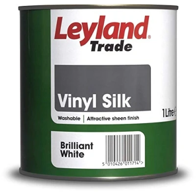 Image of Leyland Trade Vinyl Silk Emulsion Paint Brilliant White 1L