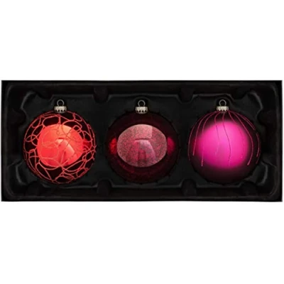 Image of WeRChristmas Glass Baubles, Ruby, 3 Piece