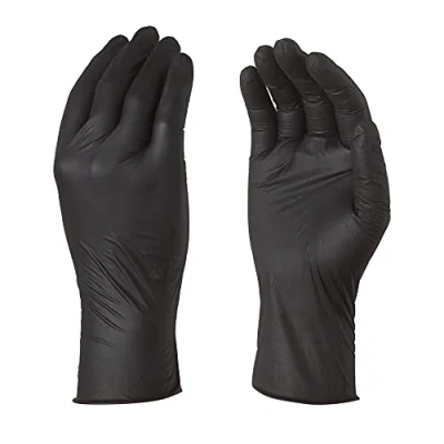 Image of Touchguard Disposable Black Sensitive Gloves Latex and Powder Free Multi Purpose Food Grade Box of 100 Size M