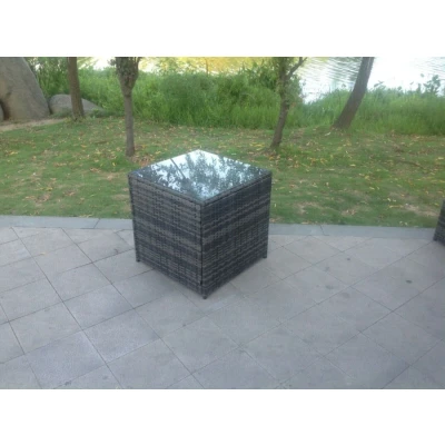 Image of Grey Rattan Cube Side Table Tea Coffee Outdoor Garden Furniture Accessory Fimous