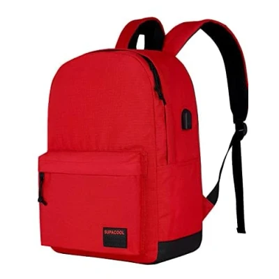 Image of SUPACOOL Lightweight Casual Laptop backpack for Men and Women, classic College Travel Work, Schulrucksack für Jungen, Mädchen und Teenager(red)