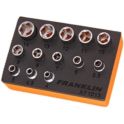 Image of 1/4&quot; Drive Low Profile Socket Set 6 Pt 13 PCE 17mm Ht Franklin Tools XFL13