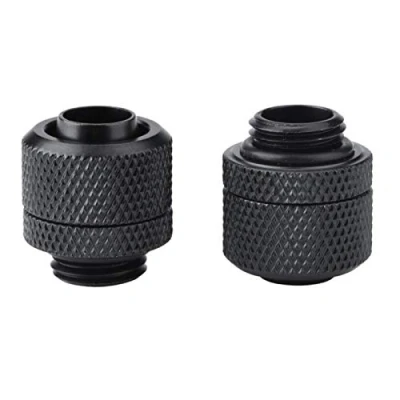 Image of Tube Fitting, 2PCS G1/4 Thread Flexible Connector Brass Two Touch Fitting for PC Water Cooling, Cooling Kit, PC(黑色)