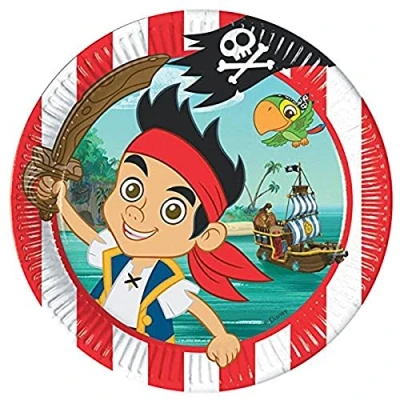 Image of Unique Party Amscan 23cm Jake and Pirates Plates (Pack of 8)