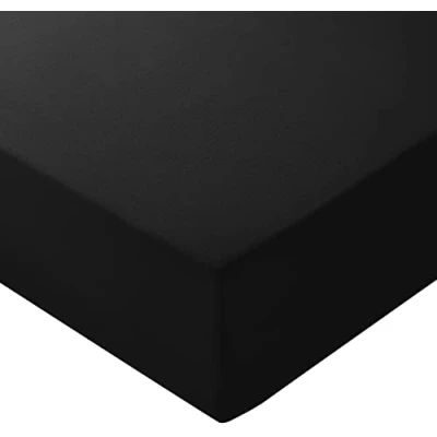 Image of Amazon Basics Soft Microfibre Fitted Sheet, Deep Pocket 12 inch (30 cm), 90 x 200 30 cm, Black