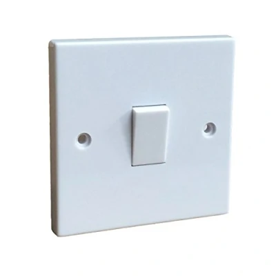 Image of White Single Wall Switch 1 Gang 2 Way/Square Edge Electric Switched