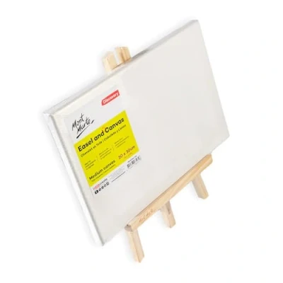 Image of Mont Marte Easel Table with Canvas 20 x 30 cm Compact Pine Wood Wooden Stretcher Frame for Painting