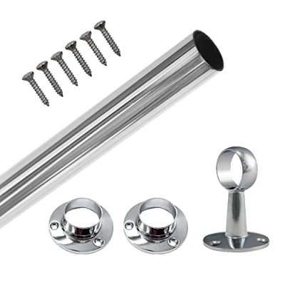 Image of EAI Polished Chrome Wardrobe Rail Round for Clothes Hanging (25x2500mm)