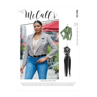 Image of McCall&#039;s M8155B5 8 10 12 14 16 Misses/Plus Size Jacket, Paper, White