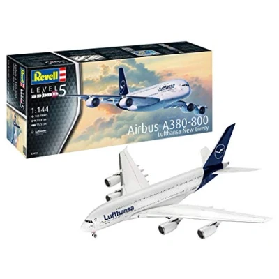 Image of Revell 03872 Airbus A380 800 &quot;Lufthansa&quot; New Livery 1:144 Scale Unbuilt/Unpainted Plastic Model Kit, Multi colou