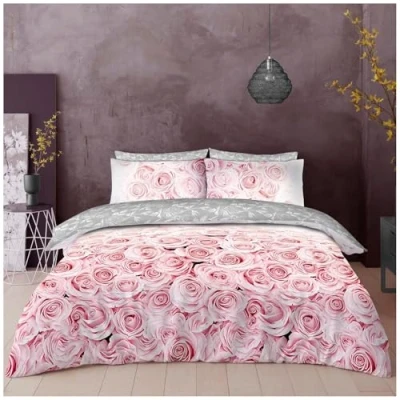 Image of GC GAVENO CAVAILIA Luxury Amelia Floral King Size Duvet Cover Sets, Reversible Botanical Blossom Flowers Bedding Pink