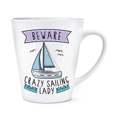 Image of Beware Crazy Sailing Lady 12oz Latte Mug Cup