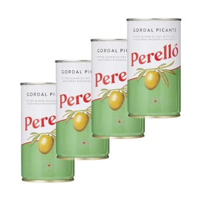 Image of Perello Spanish Gordal Pitted Green Olives, 150g (Pack of 4)