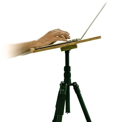 Image of Elsewhere laptop stand ergonomic, height adjustable outdoor desk made from bamboo portable table with for use as home office furniture