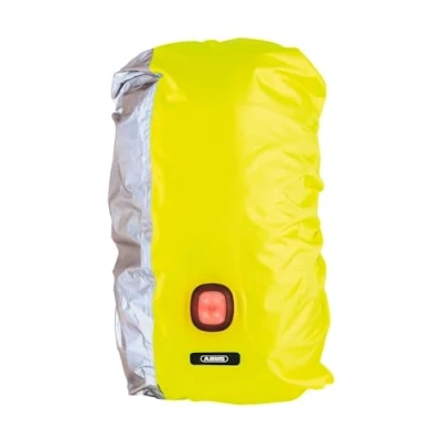 Image of ABUS rain cover for backpacks Lumino X Urban with integrated USB rear light waterproof and amp; visible backpack yellow/silver