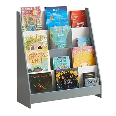 Image of SoBuy Children Kids Bookcase Bookshelf Storage Shelf Rack with 4 Shelves White and Grey W80 x D30 H88cm KMB32 HG