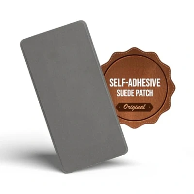 Image of MastaPlasta Instant Self Adhesive Premium Suede and Velvet Repair Patch Grey 20cm x 10cm (8in 4in). Upholstery Quality Patches for Sofas, Car Interiors, Bags, Jackets &amp; More