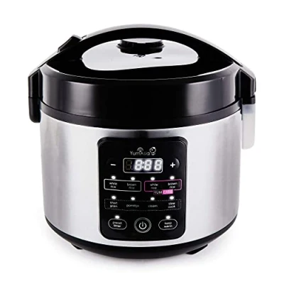 Image of Yum Asia Kumo YumCarb Rice Cooker with Ceramic Bowl and Advanced Fuzzy Logic, (5.5 cups, 1 litre), 5 Cooking Functions, 3 Multicooker 220 240V UK/EU Power (Light Stainless Steel)