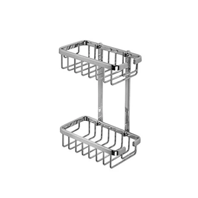 Image of Croydex QM786041 Slimline Aluminium Two Tier Basket Shower Caddy, Lifetime Rust Free Guarantee , Silver