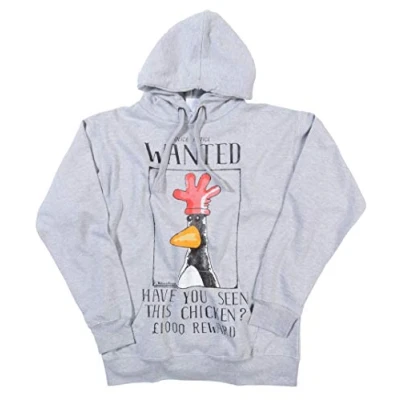 Image of Wallace and Gromit Feathers McGraw Wanted Poster Hoodie Grey