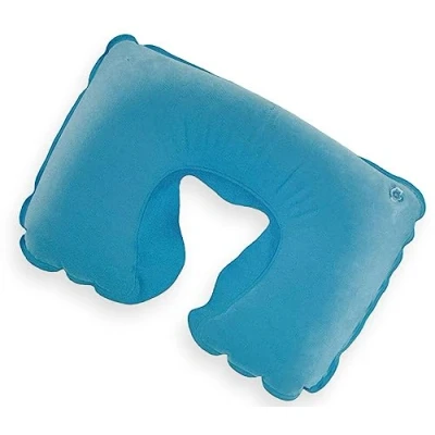 Image of Caribou Living Blue Soft Inflatable Compact Camping Travel Blow Up Neck Air Pillow Cushion for Bed Beach Sun Lounger Sunbathing Backpacking Hiking