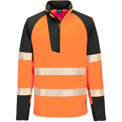Image of Portwest PW3 Hi Vis 1/4 Zip Sweatshirt (T172) Orange/Black 4XL
