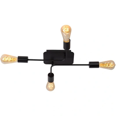 Image of Lester Modern Flush Ceiling Light 4xE27 Black