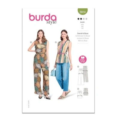 Image of Burda Paper Sewing Pattern 5914 Jumpsuits, Tops 8 18 (34 44)