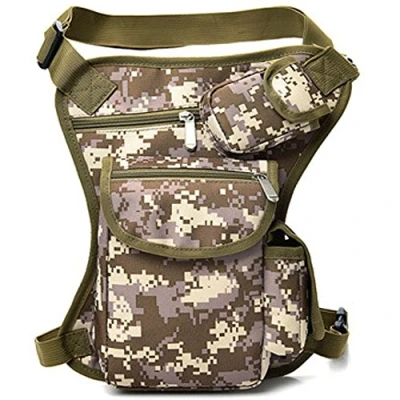 Image of Rullar Canvas Hiking Waist Fanny Pack Tactical Drop Leg Bag Purse Running Belt Hip Outdoors Motorcycle Bike Cycling Pouch Shoulder Camouflage