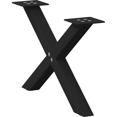 Image of vidaXL Coffee Table Legs X Shaped 2 pcs Black 50x(30 31) cm Steel